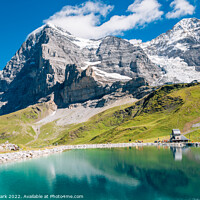 Buy canvas prints of Jungfrau Fallbodensee lake and snowy mountain in Switzerland by Sanga Park