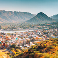 Buy canvas prints of Pushkar town panorama view in India by Sanga Park