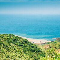 Buy canvas prints of Blue sea and green field. Taiwan by Sanga Park