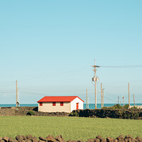 Buy canvas prints of House and green field at Jeju island in Korea by Sanga Park