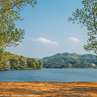 Buy canvas prints of Geumgwang Lake with mountains by Sanga Park