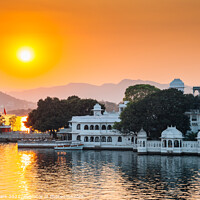 Buy canvas prints of Sunset Pichola lake and Udaipur old town by Sanga Park