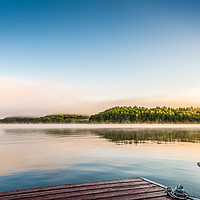 Buy canvas prints of  Summer Awakening - Morning Mist Dockside  by Blok Photo 