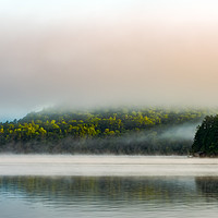 Buy canvas prints of Morning Mist - Reflective Lake by Blok Photo 