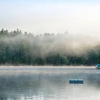 Buy canvas prints of  Summer Awakening - Morning Mist Dockside by Blok Photo 