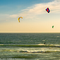 Buy canvas prints of Kite Surfing at sunset -  USA  by Blok Photo 