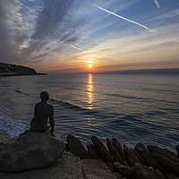 Buy canvas prints of Alone, The Mermaid watches the Sunrise by Alistair Duncombe