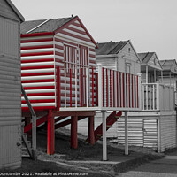 Buy canvas prints of Whistable Beach Huts Red Selection by Alistair Duncombe