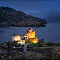 Buy canvas prints of Eilean Donan Castle at night by Roger Daniel