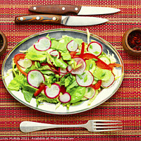 Buy canvas prints of Summer vitamin salad on a metal plate by Mykola Lunov Mykola