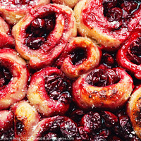 Buy canvas prints of Baked curd pie stuffed with cherries. by Mykola Lunov Mykola