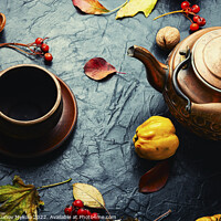 Buy canvas prints of Quince tea and autumn leaves by Mykola Lunov Mykola