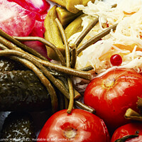 Buy canvas prints of Pickled vegetables and sauerkraut, close up by Mykola Lunov Mykola