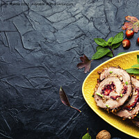 Buy canvas prints of Meat roll with plum by Mykola Lunov Mykola