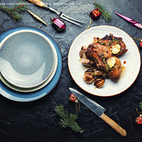 Buy canvas prints of Prepared pork loin, Christmas food by Mykola Lunov Mykola