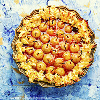 Buy canvas prints of Stylish homemade pear pie by Mykola Lunov Mykola