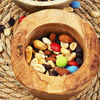 Buy canvas prints of The perfect mix nut snack. by Mykola Lunov Mykola