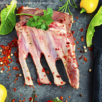 Buy canvas prints of Raw lamb ribs for cooking by Mykola Lunov Mykola