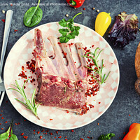Buy canvas prints of Raw fresh lamb ribs. by Mykola Lunov Mykola