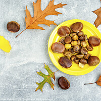 Buy canvas prints of Peeled roasted chestnuts, appetizing dessert. by Mykola Lunov Mykola
