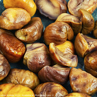 Buy canvas prints of Roasted peeled chestnuts, close up by Mykola Lunov Mykola