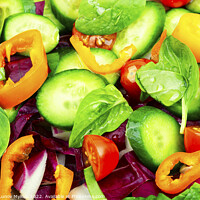 Buy canvas prints of Colorful vegetable salad, food background by Mykola Lunov Mykola