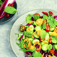 Buy canvas prints of Bright, colorful spring vegetable salad by Mykola Lunov Mykola