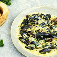 Buy canvas prints of Appetizing boiled mussels by Mykola Lunov Mykola