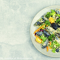 Buy canvas prints of Vegetable salad with seafood. by Mykola Lunov Mykola