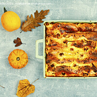 Buy canvas prints of Autumn pumpkin pie, homemade tart. by Mykola Lunov Mykola