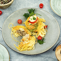 Buy canvas prints of Spaghetti nest appetizers by Mykola Lunov Mykola