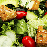 Buy canvas prints of Salad of roasted tofu and fresh vegetables. by Mykola Lunov Mykola