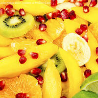 Buy canvas prints of Fruit salad of citrus and berries, food background by Mykola Lunov Mykola