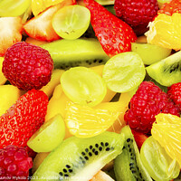 Buy canvas prints of Fruit salad of citrus and berries. by Mykola Lunov Mykola