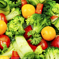 Buy canvas prints of Fresh colorful vegetarian salad, close up by Mykola Lunov Mykola