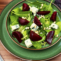 Buy canvas prints of Salad with beet, blue cheese and pine nuts by Mykola Lunov Mykola