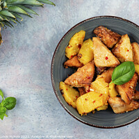 Buy canvas prints of Grilled Tofu with pineapple. by Mykola Lunov Mykola