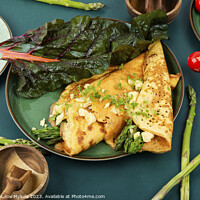 Buy canvas prints of Egg omelet with asparagus by Mykola Lunov Mykola