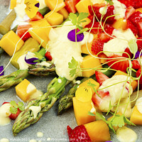 Buy canvas prints of Asparagus salad with fruit. by Mykola Lunov Mykola