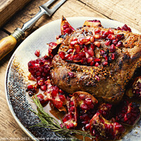 Buy canvas prints of Tasty meat with pomegranate for Christmas by Mykola Lunov Mykola