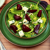 Buy canvas prints of Salad with beet, blue cheese and pine nuts by Mykola Lunov Mykola
