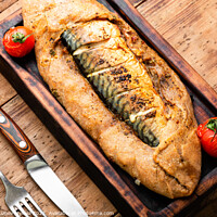 Buy canvas prints of Whole fish baked in dough. by Mykola Lunov Mykola