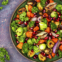 Buy canvas prints of Bright vegetable salad on the table. by Mykola Lunov Mykola