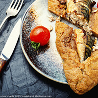 Buy canvas prints of Whole fish baked in bread, fish pie. by Mykola Lunov Mykola