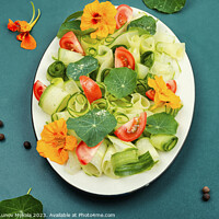 Buy canvas prints of Fresh healthy salad with flowers nasturtium by Mykola Lunov Mykola