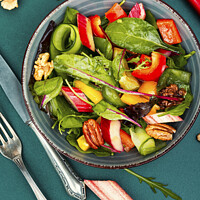 Buy canvas prints of Green vegan vitamin salad. by Mykola Lunov Mykola