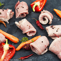 Buy canvas prints of Delicious raw pork meat, steaks. by Mykola Lunov Mykola