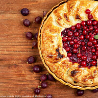 Buy canvas prints of Open summer pie with berries. by Mykola Lunov Mykola
