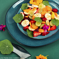Buy canvas prints of Fruit salad with nasturtium. by Mykola Lunov Mykola