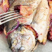 Buy canvas prints of Dorado fish roasted, healthy food. by Mykola Lunov Mykola